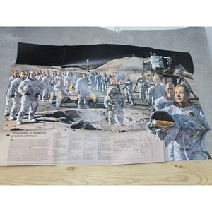 Vintage Apollo 11 Space Mission Poster Print Astronauts Moon Landing Art